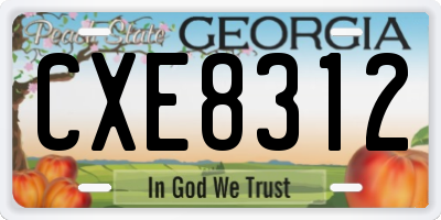 GA license plate CXE8312