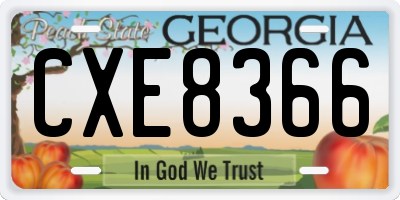 GA license plate CXE8366