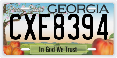 GA license plate CXE8394