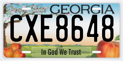 GA license plate CXE8648