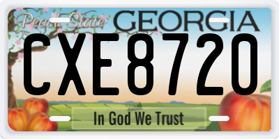GA license plate CXE8720