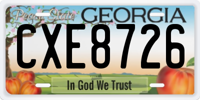 GA license plate CXE8726