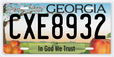 GA license plate CXE8932