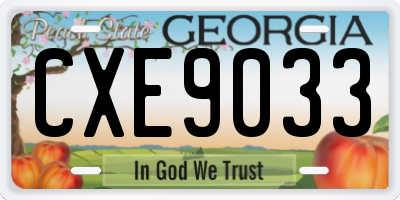GA license plate CXE9033