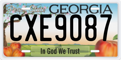 GA license plate CXE9087