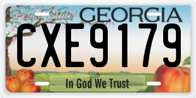 GA license plate CXE9179