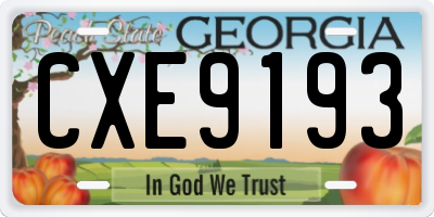 GA license plate CXE9193