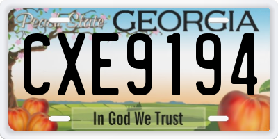 GA license plate CXE9194