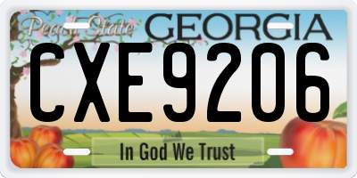 GA license plate CXE9206