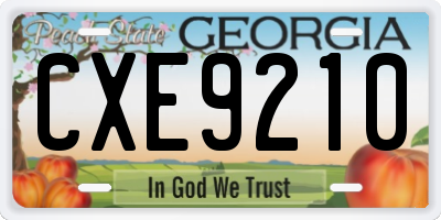 GA license plate CXE9210