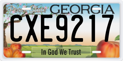 GA license plate CXE9217