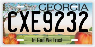 GA license plate CXE9232