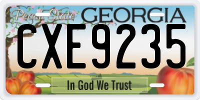 GA license plate CXE9235