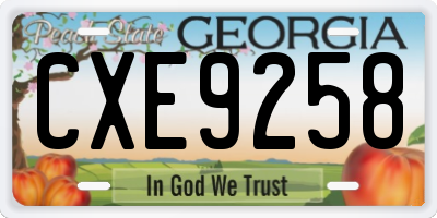 GA license plate CXE9258