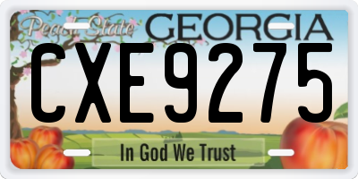 GA license plate CXE9275