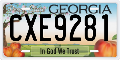 GA license plate CXE9281