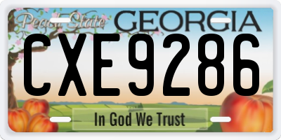 GA license plate CXE9286
