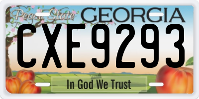 GA license plate CXE9293