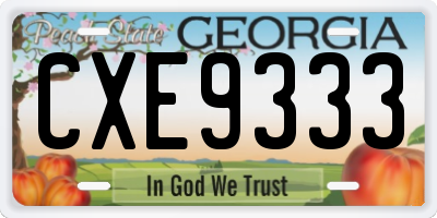 GA license plate CXE9333