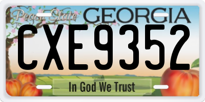 GA license plate CXE9352