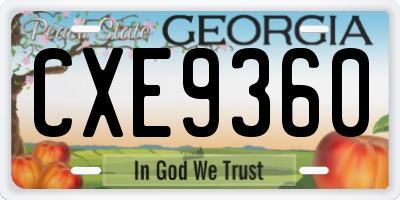 GA license plate CXE9360
