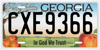 GA license plate CXE9366