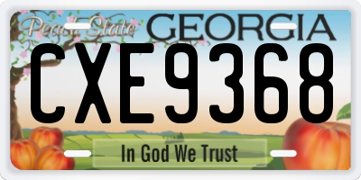 GA license plate CXE9368