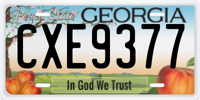 GA license plate CXE9377
