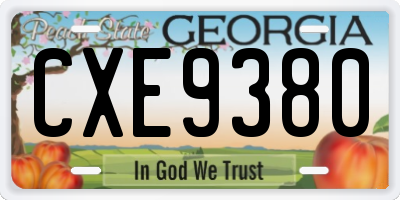 GA license plate CXE9380