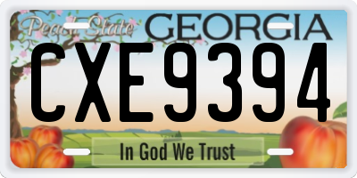 GA license plate CXE9394