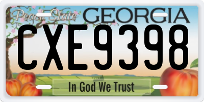 GA license plate CXE9398