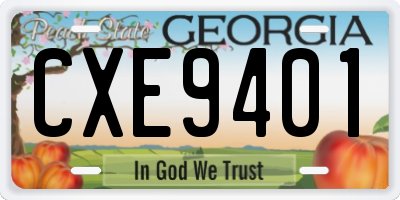 GA license plate CXE9401