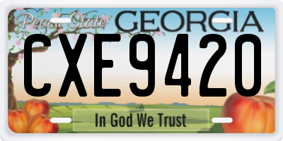 GA license plate CXE9420