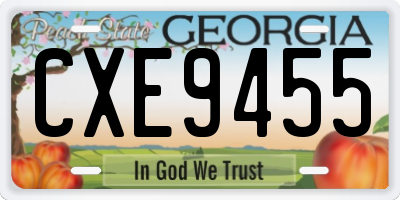 GA license plate CXE9455