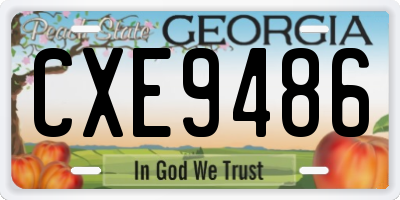 GA license plate CXE9486