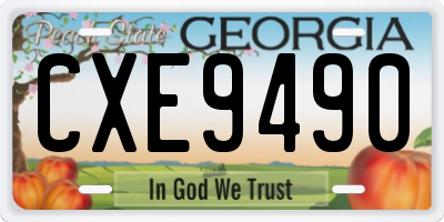 GA license plate CXE9490