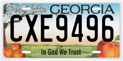 GA license plate CXE9496