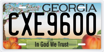 GA license plate CXE9600
