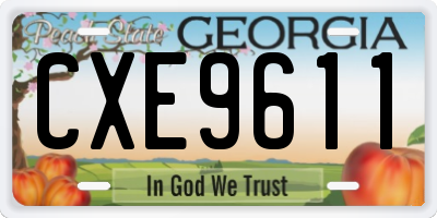 GA license plate CXE9611