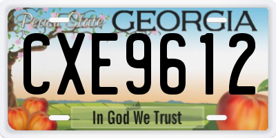GA license plate CXE9612