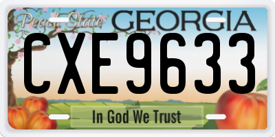 GA license plate CXE9633