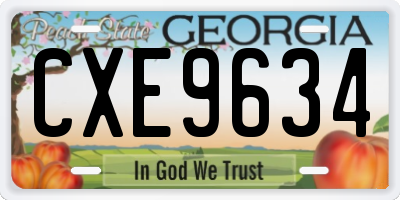 GA license plate CXE9634