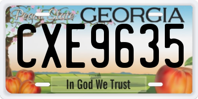 GA license plate CXE9635