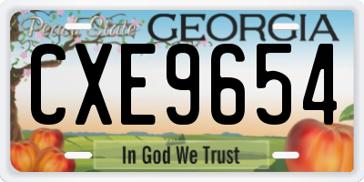 GA license plate CXE9654