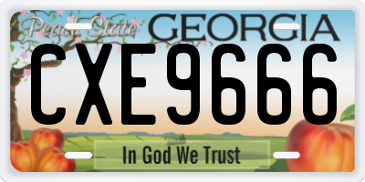 GA license plate CXE9666