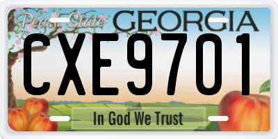 GA license plate CXE9701