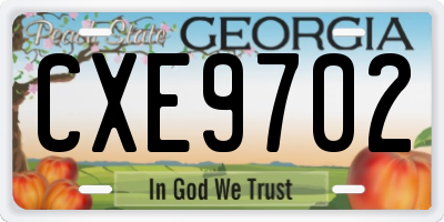 GA license plate CXE9702