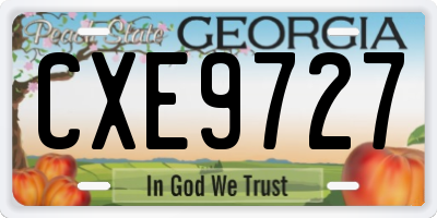 GA license plate CXE9727