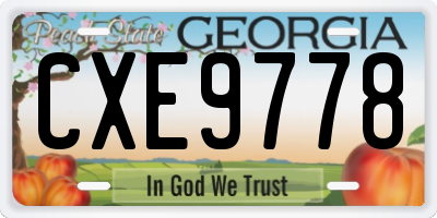 GA license plate CXE9778