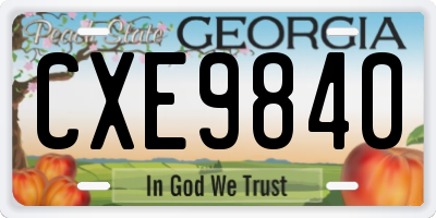 GA license plate CXE9840